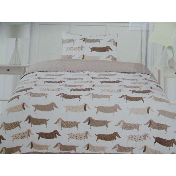 Sleeping Partners New York Dachshund Wiener Dog TWIN 2Pc Quilt Sham Set $120 NEW - Picture 4 of 6